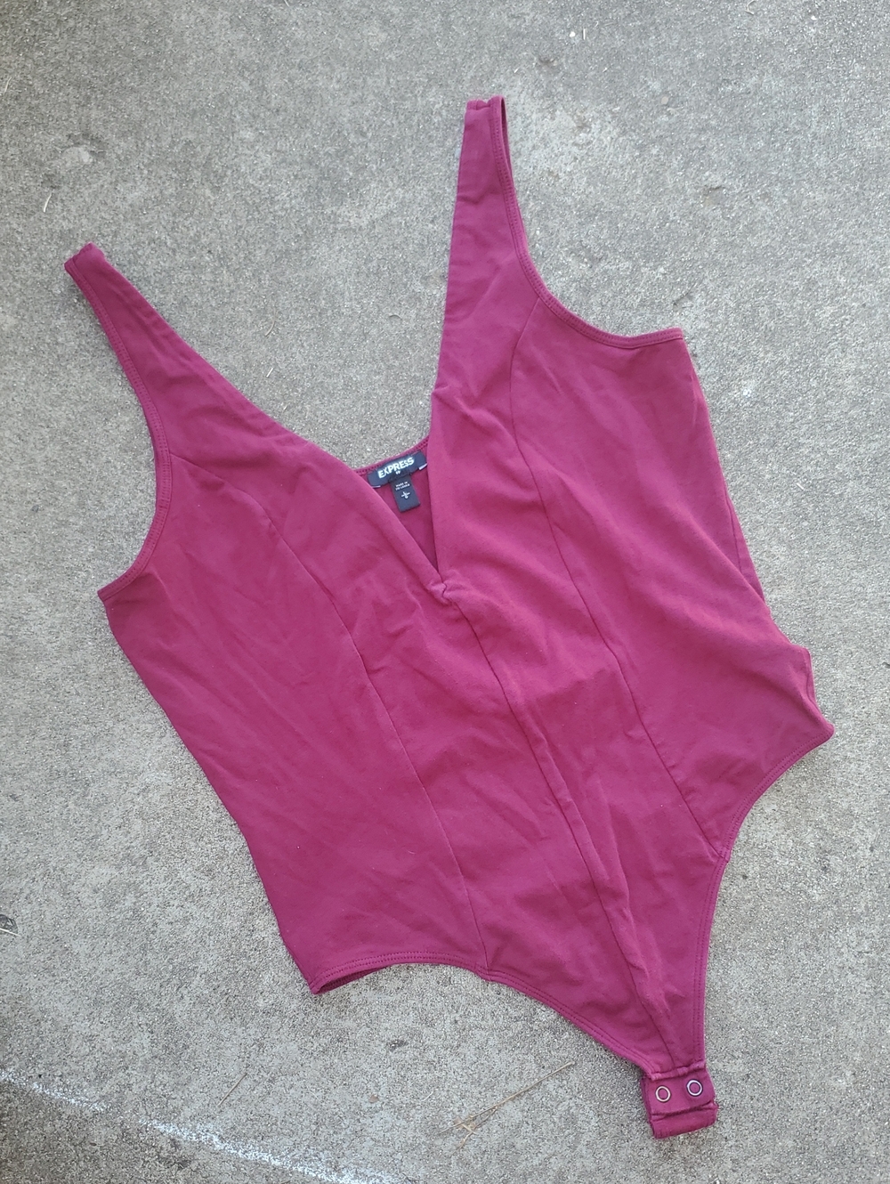 Express Plum Red Sleeveless One-Piece Bodysuit
